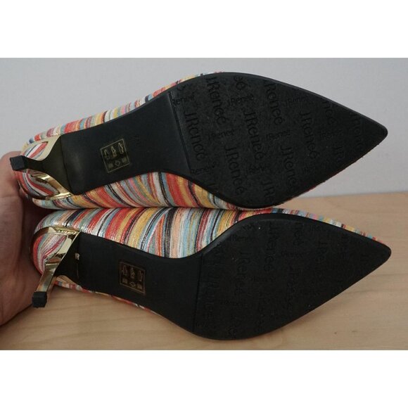 J. Renee Bryanne Multicolor Metallic Striped Fabric Uper High Heels Size 7.5M - Picture 9 of 9